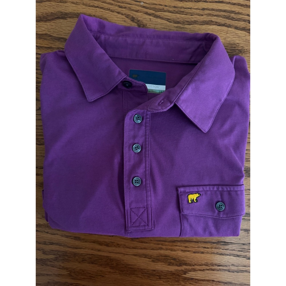 Mens Greg Norman Performance Polo Shirt Purple Staydri Cotton‎ Golf Size L G